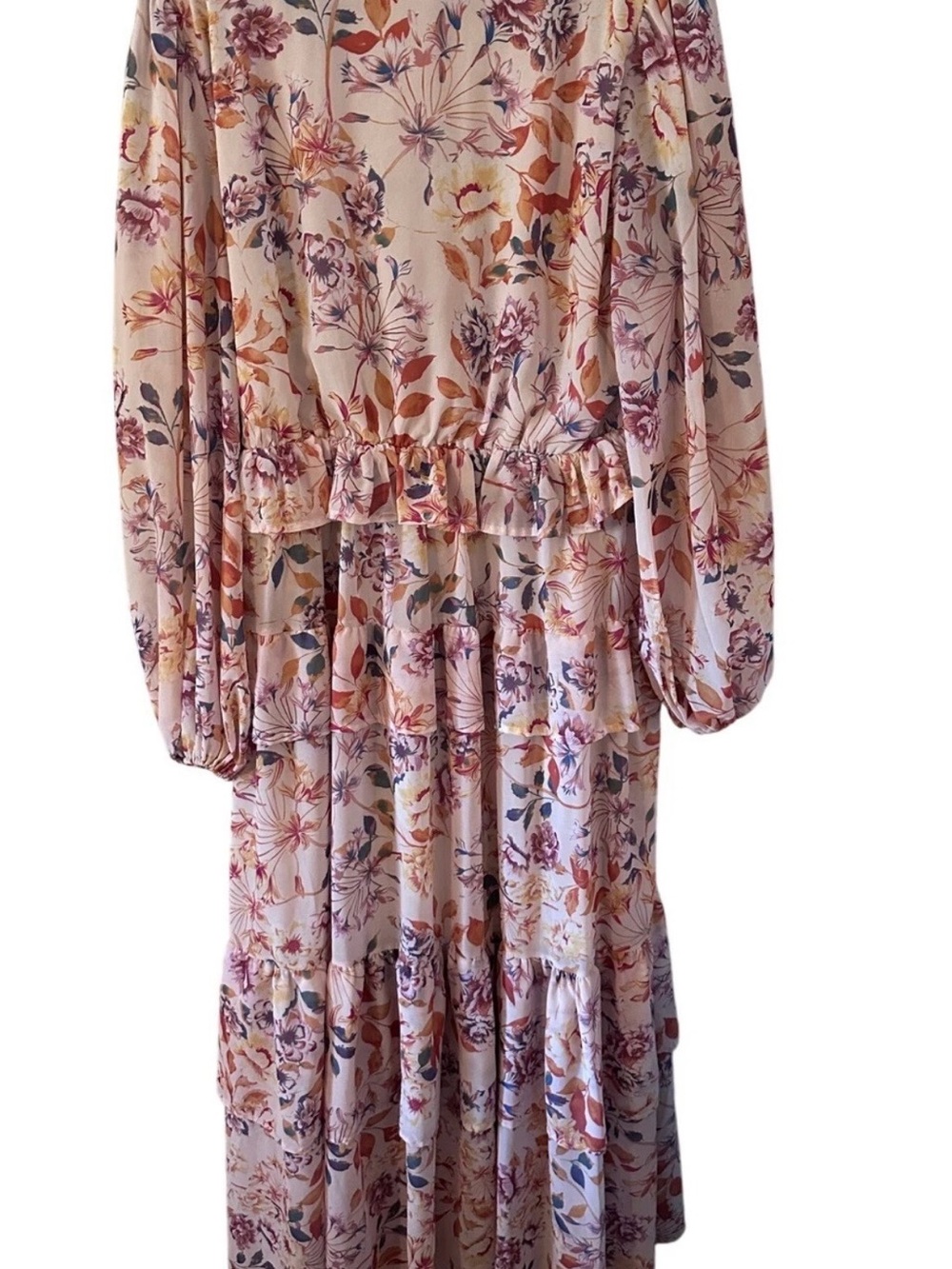 ARULA Cream Maxi Dress with Mustard, Dusty Rose and Sage Floral Print 3X - Picture 3 of 6